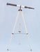 Hampton Nautical 60-Inch Admirals Floor Standing Antique Copper with White Leather Telescope Mounted on Tripod with Extended Legs