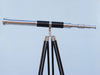 Hampton Nautical 60-Inch Admirals Floor Standing Chrome with Leather Telescope Body Side Profile Left