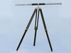 Hampton Nautical 60-Inch Admirals Floor Standing Chrome with Leather Telescope Mounted on Tripod with Extended Legs