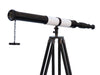 Hampton Nautical 60-Inch Admirals Floor Standing Oil Rubbed Bronze-White Leather with Black Stand Telescope