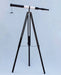 Hampton Nautical 60-Inch Admirals Floor Standing Oil Rubbed Bronze-White Leather with Black Stand Telescope Mounted on Tripod