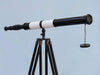 Hampton Nautical 60-Inch Admirals Floor Standing Oil Rubbed Bronze-White Leather with Black Stand Telescope Objective Lens and Cap