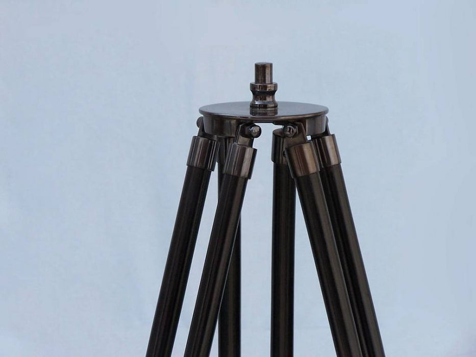 Hampton Nautical 60-Inch Admirals Floor Standing Oil Rubbed Bronze-White Leather with Black Stand Telescope Tripod Base