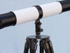 Hampton Nautical 60-Inch Admirals Floor Standing Oil Rubbed Bronze-White Leather with Black Stand Telescope Tripod Body Base with Knob
