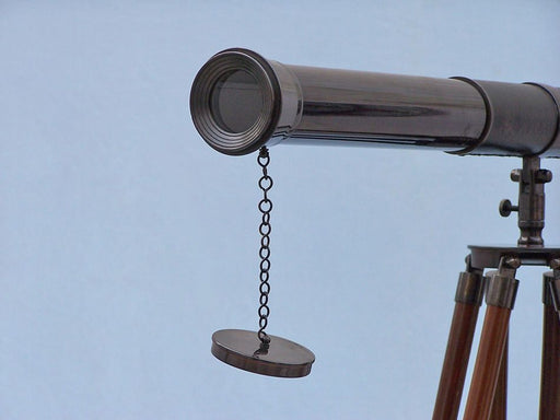 Hampton Nautical 60-Inch Admirals Floor Standing Oil Rubbed Bronze with Leather Telescope Objective Lens and Cap
