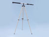 Hampton Nautical 60-Inch Admirals Floor Standing Oil Rubbed Bronze with White Leather Telescope Body Mounted on Tripod with Extended Legs 