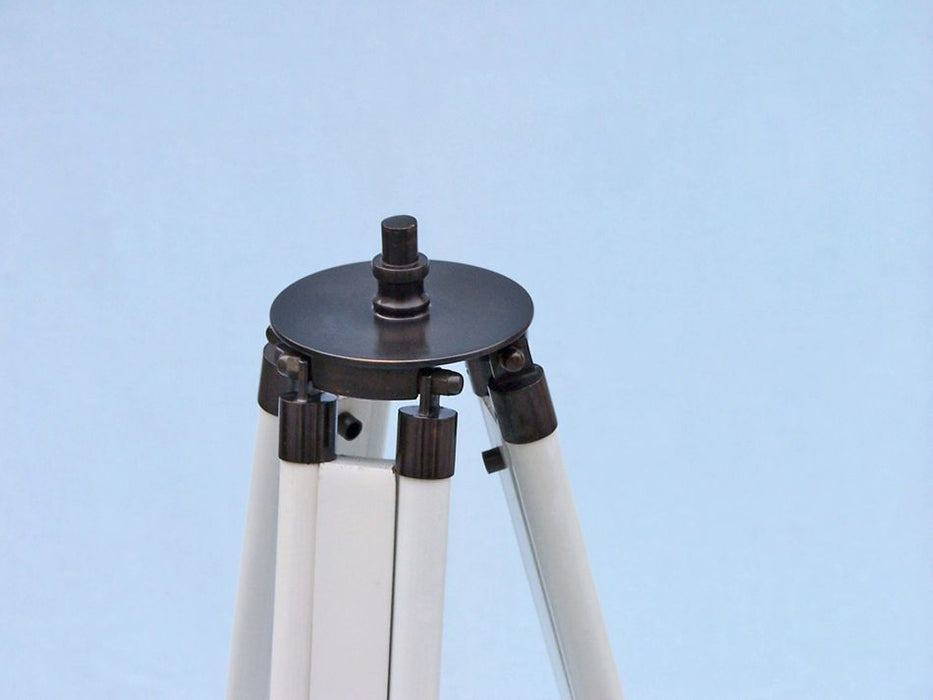 Hampton Nautical 60-Inch Admirals Floor Standing Oil Rubbed Bronze with White Leather Telescope Tripod Base 