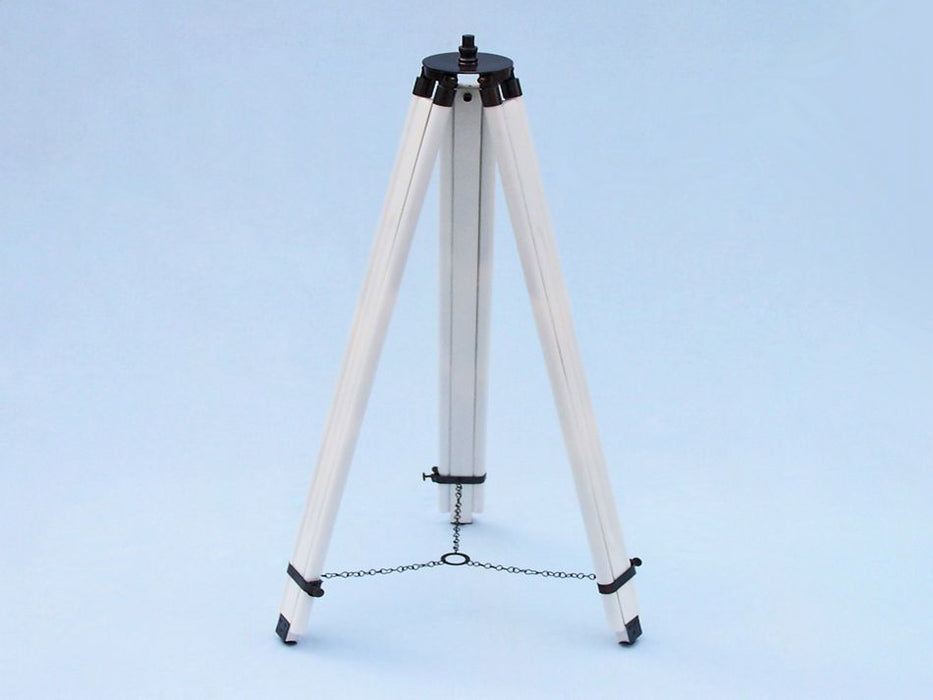 Hampton Nautical 60-Inch Admirals Floor Standing Oil Rubbed Bronze with White Leather Telescope Tripod Leg Chain
