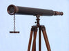 Hampton Nautical 60-Inch Floor Standing Antique Copper with Leather Harbor Master Telescope Body Objective Lens and Cap
