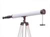 Hampton Nautical 60-Inch Floor Standing Antique Copper with White Leather Harbor Master Telescope