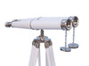 Hampton Nautical 62-Inch Collection Chrome with White Leather Binoculars