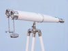 Hampton Nautical 62-Inch Collection Chrome with White Leather Binoculars Body Side Profile Left