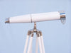 Hampton Nautical 62-Inch Collection Chrome with White Leather Binoculars Body Side Profile Right