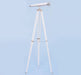 Hampton Nautical 62-Inch Collection Chrome with White Leather Binoculars on Tripod