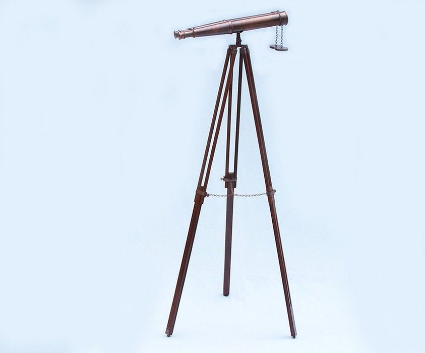 Hampton Nautical 62-Inch Floor Standing Admiral's Antique Copper Binoculars Body Mounted on Tripod