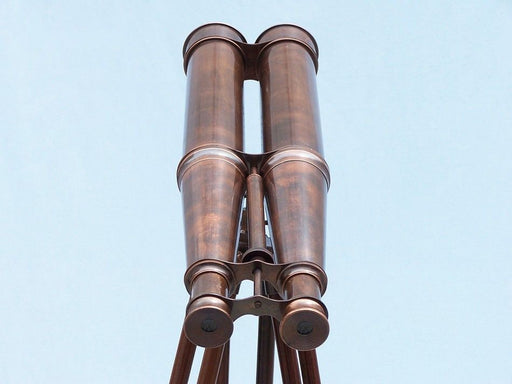 Hampton Nautical 62-Inch Floor Standing Admiral's Antique Copper Binoculars Eyepieces