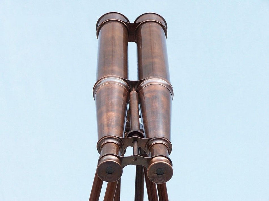 Hampton Nautical 62-Inch Floor Standing Admiral's Antique Copper Binoculars Eyepieces