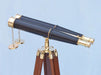 Hampton Nautical 62-Inch Floor Standing Admiral's Brass and Leather Binoculars Body on Tripod