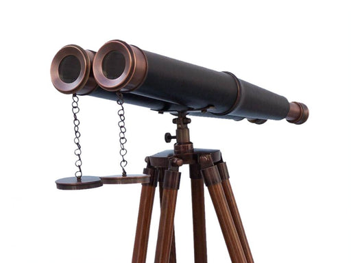 Hampton Nautical 62-Inch Floor Standing Admiral's Bronzed with Leather Binoculars