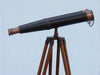 Hampton Nautical 62-Inch Floor Standing Admiral's Bronzed with Leather Binoculars Body Side Profile Right