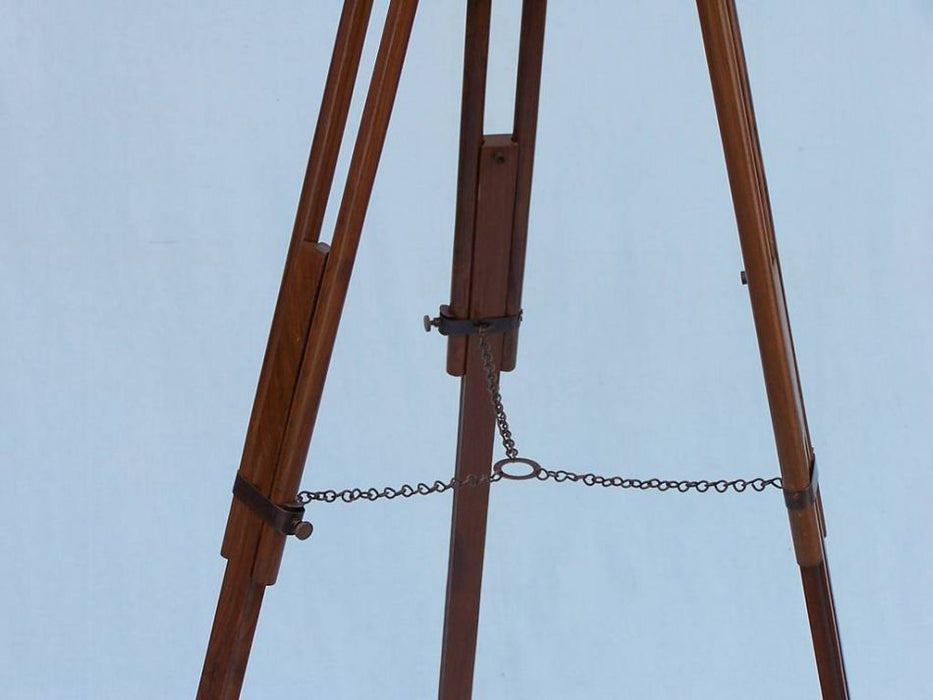 Hampton Nautical 62-Inch Floor Standing Admiral's Bronzed with Leather Binoculars Tripod Leg Chain