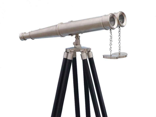 Hampton Nautical 62-Inch Floor Standing Admiral's Brushed Nickel Binoculars