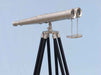 Hampton Nautical 62-Inch Floor Standing Admiral's Brushed Nickel Binoculars Body on Tripod with Lens Cover