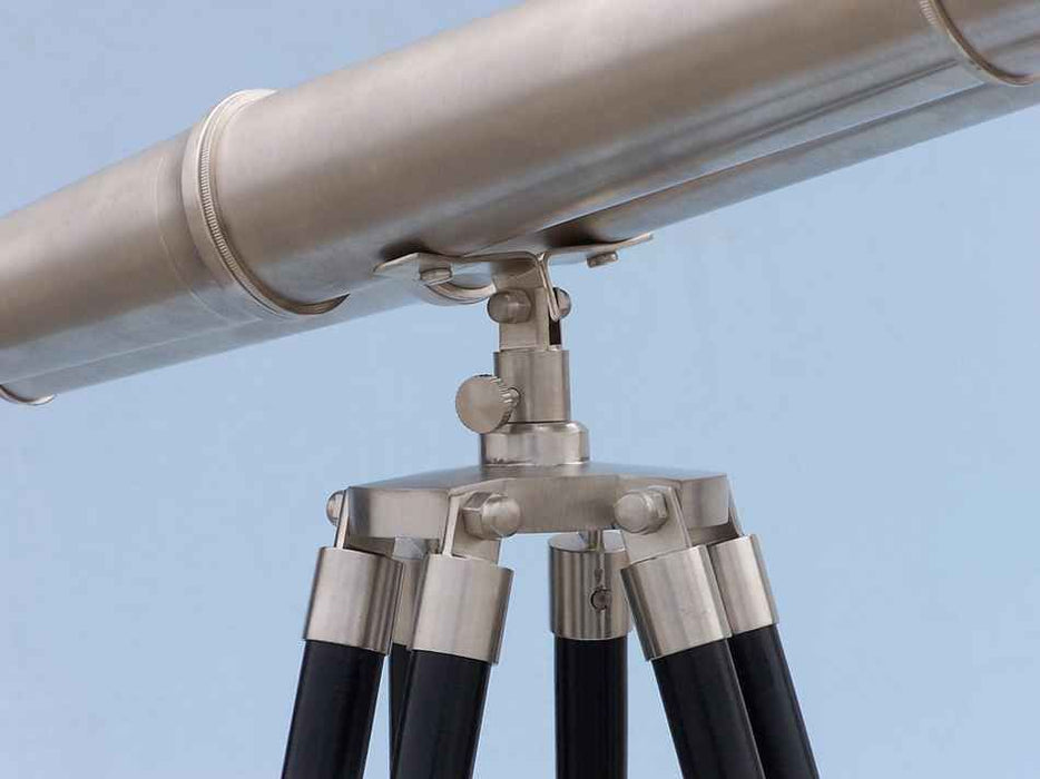 Hampton Nautical 62-Inch Floor Standing Admiral's Brushed Nickel Binoculars Tripod Body