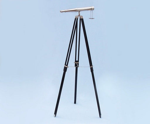 Hampton Nautical 62-Inch Floor Standing Admiral's Chrome Binoculars Mounted on Shisham Tripod
