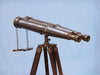 Hampton Nautical 62-Inch Floor Standing Admirals Antique Brass Binoculars Rear Body Eyepieces Left Profile