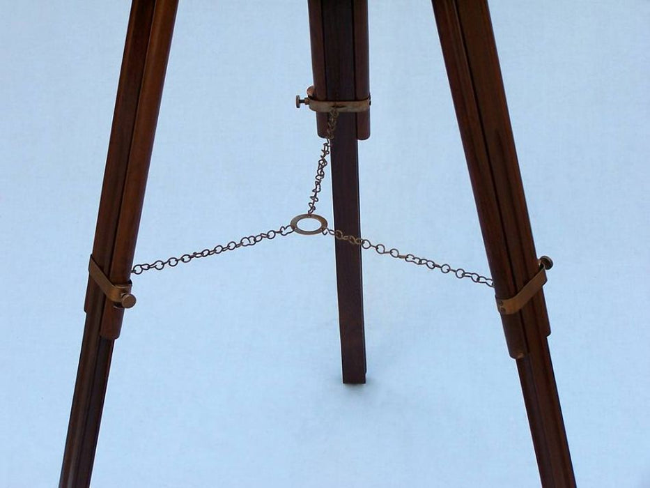 Hampton Nautical 62-Inch Floor Standing Admirals Antique Brass Binoculars Tripod Leg Chain