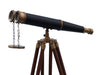 Hampton Nautical 62-Inch Floor Standing Admirals Antique Brass Binoculars with Leather