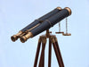 Hampton Nautical 62-Inch Floor Standing Admirals Antique Brass Binoculars with Leather Body Mounted on Tripod