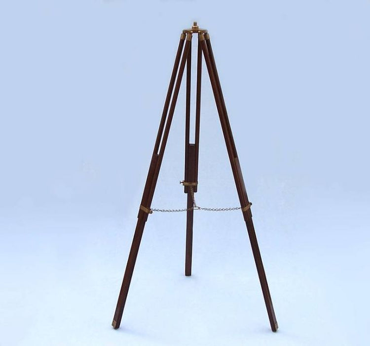 Hampton Nautical 62-Inch Floor Standing Admirals Antique Brass Binoculars with Leather Tripod with Extended Legs