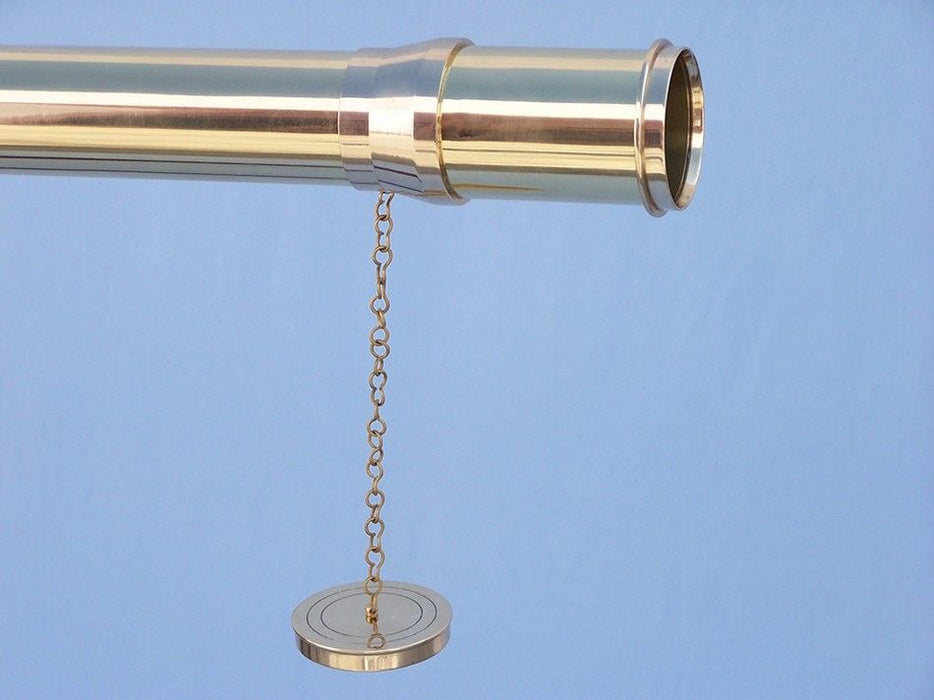 Hampton Nautical 62-Inch Floor Standing Brass Galileo Telescope Objective Lens with Cover