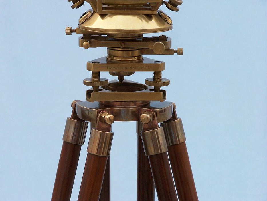 Hampton Nautical 62-Inch Floor Standing Brass Theodolite Tripod Elevation Axes