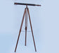 Hampton Nautical 62-Inch Floor Standing Bronzed with Leather Galileo Telescope Body Mounted on Tripod with Extended Legs and Chain
