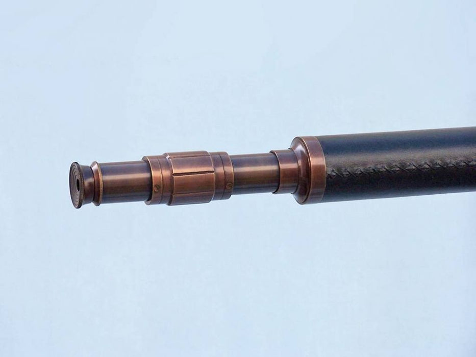 Hampton Nautical 62-Inch Floor Standing Bronzed with Leather Galileo Telescope Eyepiece