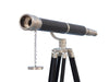 Hampton Nautical 62-Inch Floor Standing Brushed Nickel with Leather Galileo Telescope
