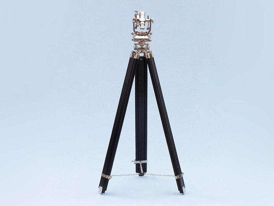 Hampton Nautical 62-Inch Floor Standing Chrome Theodolite on Tripod 