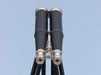Hampton Nautical 62-inch Floor Standing Admiral's Brushed Nickel with Leather Binoculars Eyepieces