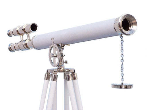 Hampton Nautical 64-Inch Collection Chrome with White Leather Griffith Astro Telescope