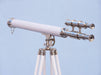 Hampton Nautical 64-Inch Collection Chrome with White Leather Griffith Astro Telescope Body Eyepiece and Viewfinder