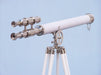 Hampton Nautical 64-Inch Collection Chrome with White Leather Griffith Astro Telescope Body Rear Profile