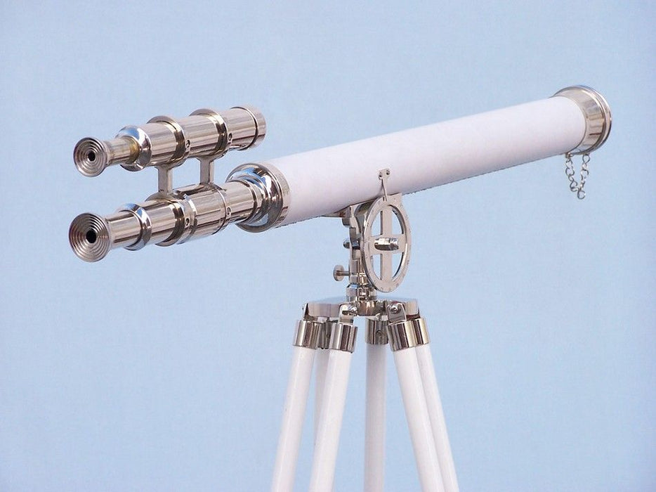 Hampton Nautical 64-Inch Collection Chrome with White Leather Griffith Astro Telescope Body Rear Profile