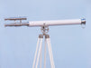 Hampton Nautical 64-Inch Collection Chrome with White Leather Griffith Astro Telescope Body Side Profile Right
