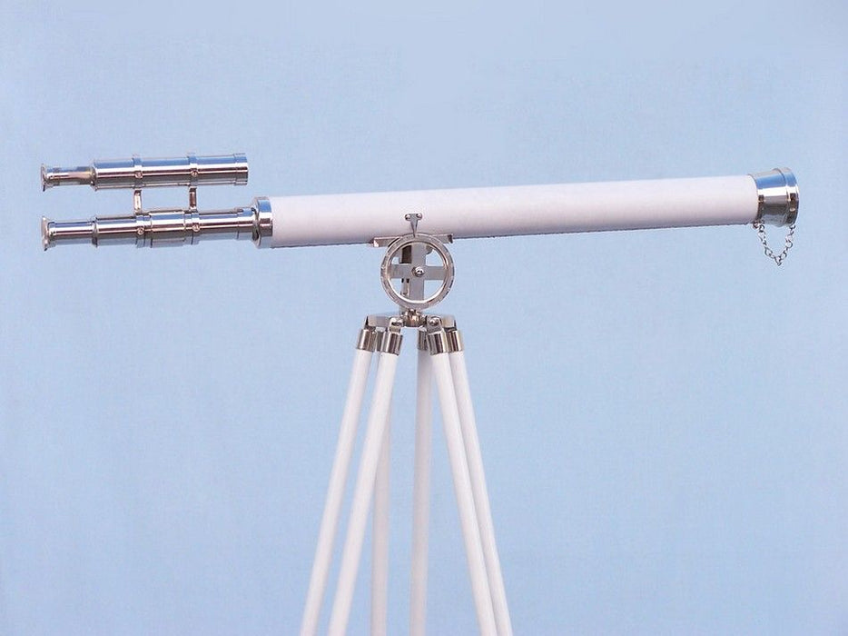 Hampton Nautical 64-Inch Collection Chrome with White Leather Griffith Astro Telescope Body Side Profile Right