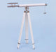 Hampton Nautical 64-Inch Collection Chrome with White Leather Griffith Astro Telescope Body Standing Straight