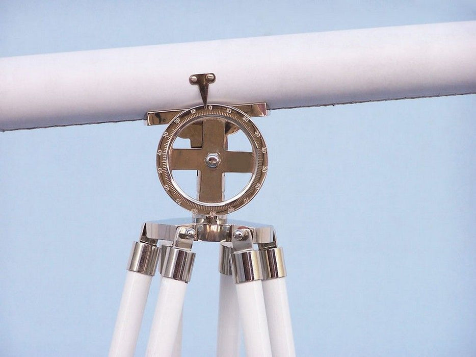 Hampton Nautical 64-Inch Collection Chrome with White Leather Griffith Astro Telescope Dial
