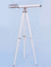Hampton Nautical 64-Inch Collection Chrome with White Leather Griffith Astro Telescope Mounted on Extended Tripod Legs